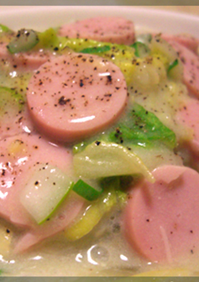 お魚ソーセージと白菜の豆乳クリーム煮-レシピのメイン写真