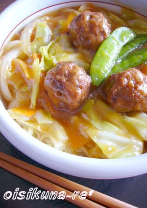 ピリ辛みそ味☆あんかけ肉団子ラーメン-レシピのメイン写真