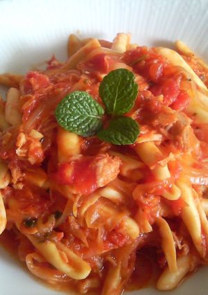 貝柱とツナのトマトソースパスタ-レシピのメイン写真