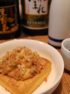 肴に。厚揚げ焼きのネギ味噌納豆のっけ-レシピのメイン写真