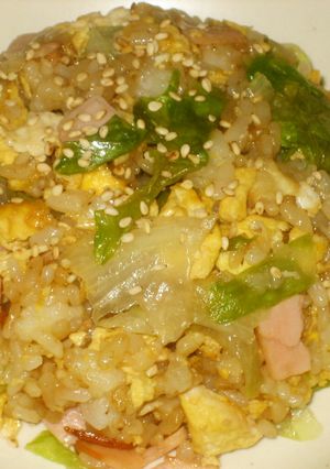 簡単！ハムとたまごのレタスチャーハン-レシピのメイン写真