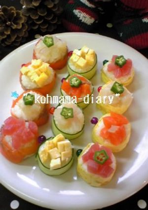 パーティを彩る☆花畑巻き寿司。＊。＊。＊-レシピのメイン写真