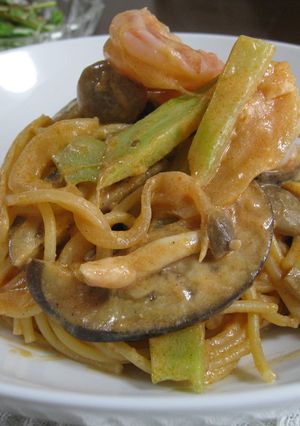 海老と野菜のトマトクリームパスタ-レシピのメイン写真