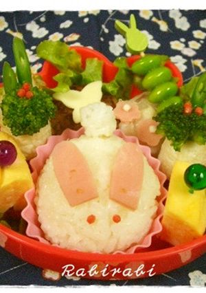 簡単うさぎのおにぎり　和風お正月用-レシピのメイン写真