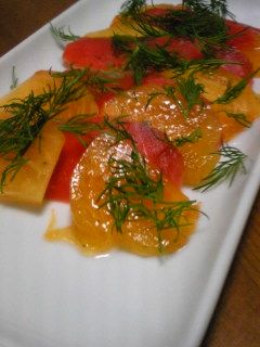 スモークサーモンと柿の前菜-レシピのメイン写真