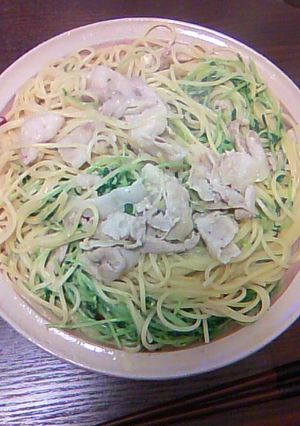 豚バラと豆苗のパスタ-レシピのメイン写真