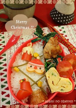 キャラ弁☆ハート型で簡単サンタさん-レシピのメイン写真