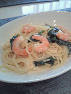 米粉で☆えびとほうれん草のクリームパスタ-レシピのメイン写真