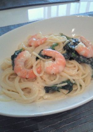 米粉で☆えびとほうれん草のクリームパスタ-レシピのメイン写真