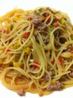 ピーマンと鶏挽きパスタ-レシピのメイン写真
