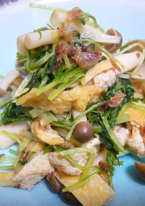 即席☆水菜＆しめじ＆油揚げ煮びたし-レシピのメイン写真