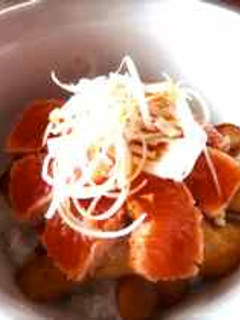 手軽にウマウマ「エリンギサーモン丼!」-レシピのメイン写真