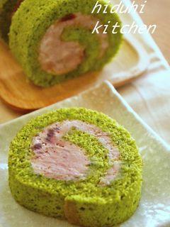 抹茶とあずきのロールケーキ-レシピのメイン写真
