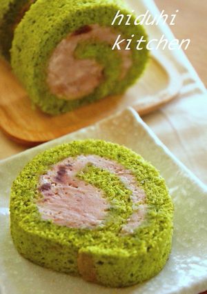 抹茶とあずきのロールケーキ-レシピのメイン写真