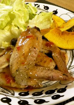 簡単鶏手羽先のオーブン焼きスイートチリで-レシピのメイン写真