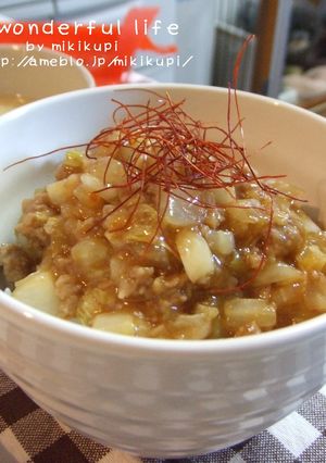 ピリ辛★とろ～り白菜とひき肉のあんかけ丼-レシピのメイン写真