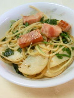 ベーコンと蕪と京菜のパスタ-レシピのメイン写真