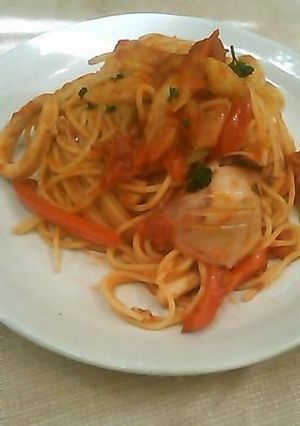 イカとセロリのトマトソースパスタ-レシピのメイン写真