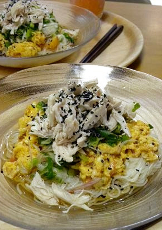 トマトと卵炒めのぶっかけそうめん-レシピのメイン写真