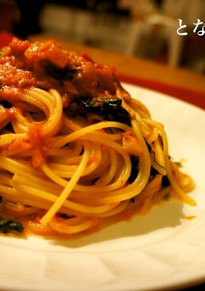 定番のベーコンとほうれん草のトマトパスタ-レシピのメイン写真