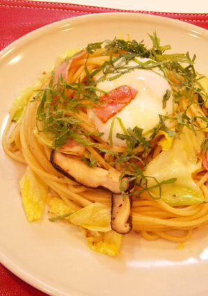 ☆ベーコンとキャベツの和風温たまパスタ-レシピのメイン写真
