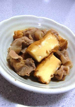 電子レンジで簡単☆厚揚げ＆豚肉の煮物♪-レシピのメイン写真