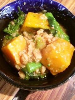 かぼちゃと菜の花のそぼろ煮-レシピのメイン写真
