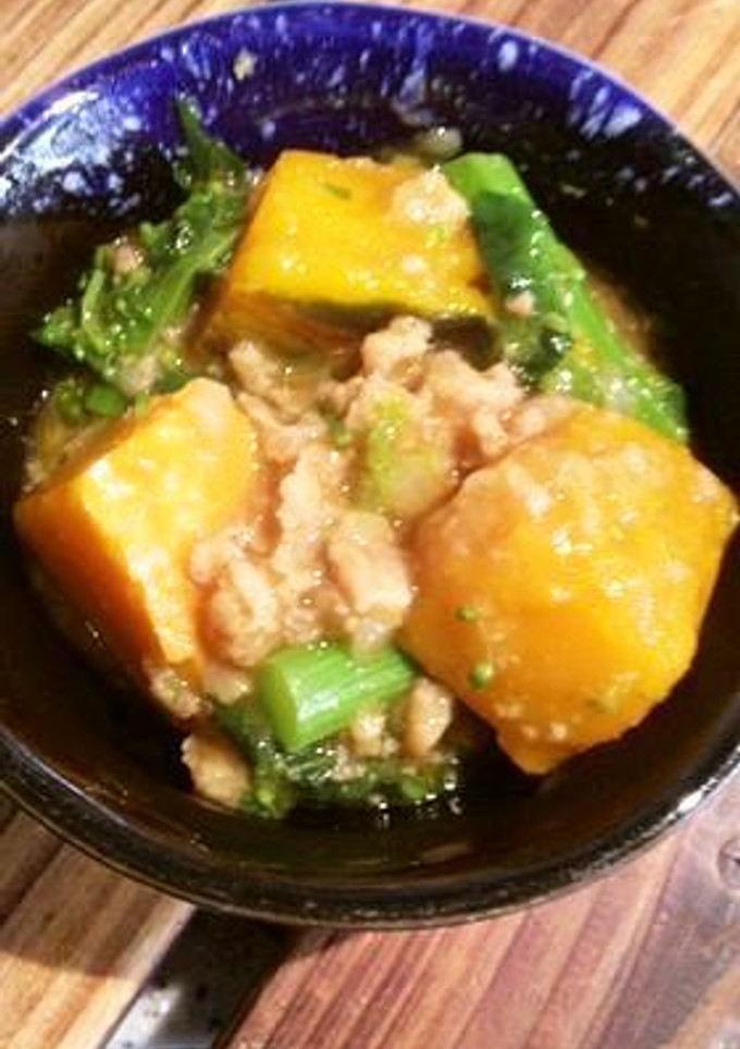 かぼちゃと菜の花のそぼろ煮-レシピのメイン写真