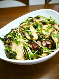 タコの水菜とわかめのサラダ♪中華風味♪-レシピのメイン写真
