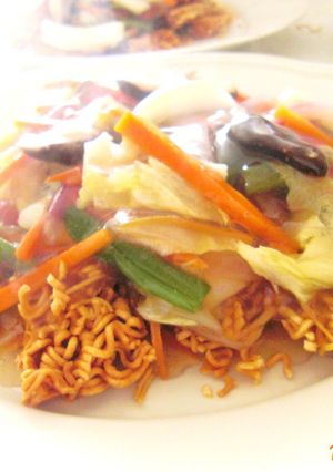 袋麺を使った野菜たっぷり餡かけ揚げ麺-レシピのメイン写真