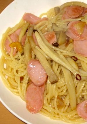 お魚ソーセージとエリンギのスパゲティー-レシピのメイン写真