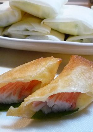 ♡☆少ない油で簡単♪かにかまチーズ春巻き-レシピのメイン写真
