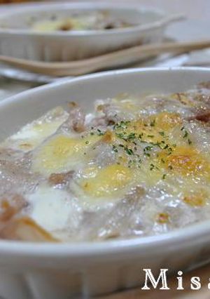 豚バラ肉とじゃがいものグラタン春菊入り-レシピのメイン写真