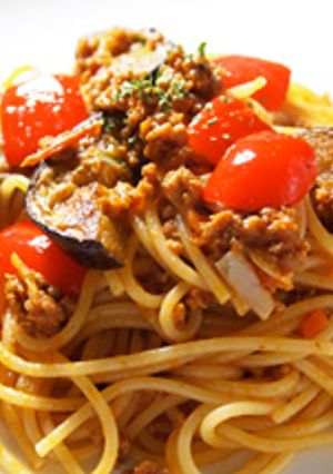 ナスのトマトミートソース甜麺醤風味-レシピのメイン写真