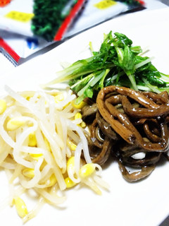 ナムル3つ(みずな・ぜんまい・豆もやし)-レシピのメイン写真