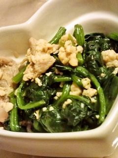 豆腐&ほうれん草バター炒め:卵アレルギー-レシピのメイン写真