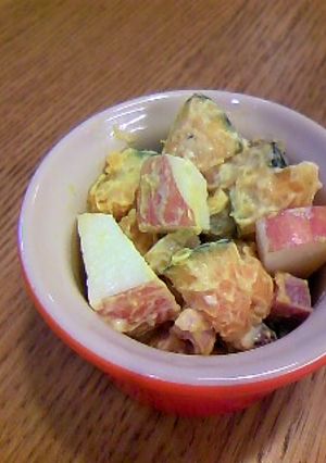 かぼちゃとお豆とりんごのサラダ-レシピのメイン写真
