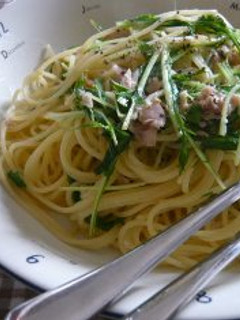 シンプル!水菜とツナのペペロンチーノ-レシピのメイン写真