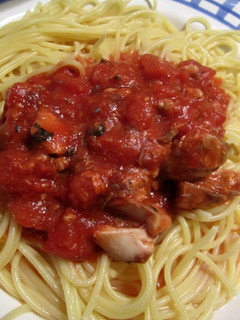 サバ水煮缶☆トマトソースパスタ、簡単! -レシピのメイン写真