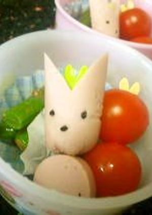 キャラ弁♪おさかなのソーセージでウサギ♪-レシピのメイン写真
