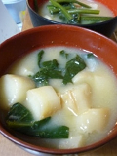 味噌汁(ほうれん草+お麩)-レシピのメイン写真