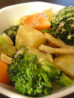 レンジで簡単!蒸し野菜のセサミカレー風味-レシピのメイン写真