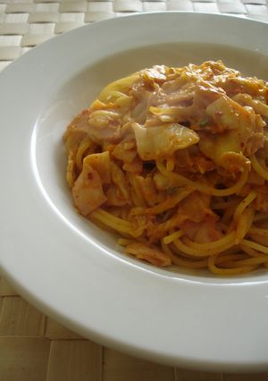 キムチの豆乳パスタ-レシピのメイン写真