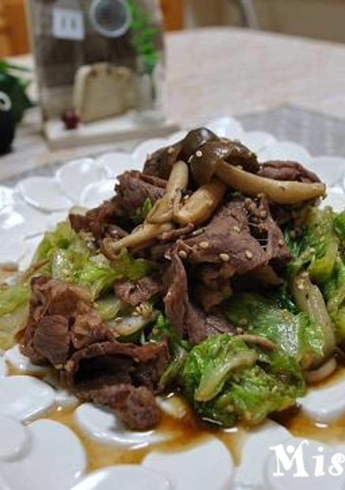 白菜とレタスと牛肉の蒸し焼き-レシピのメイン写真