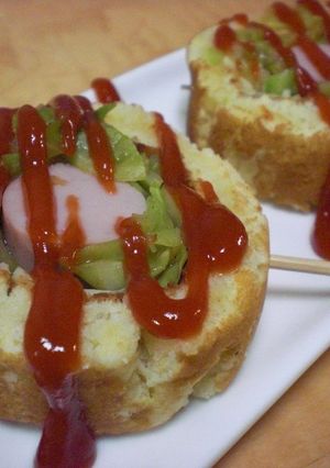 ノンエッグ＊ロールケーキ風ソーセージパン-レシピのメイン写真