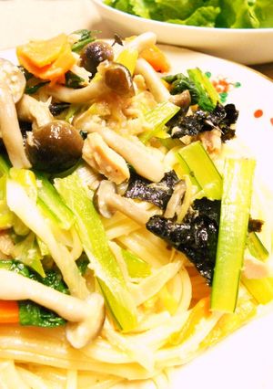 ツナと小松菜で和風パスタ-レシピのメイン写真