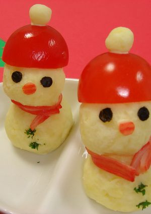 ポテサラで雪だるま♪-レシピのメイン写真