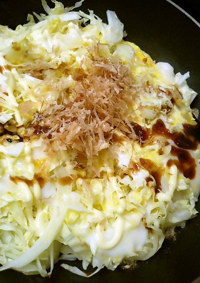 餅とキャベツと卵のお好み焼き　超簡単！-レシピのメイン写真