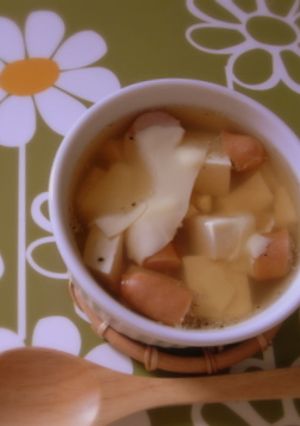 豆腐とソーセージのスープ（チーズ入り）-レシピのメイン写真