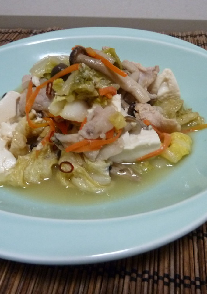 白菜漬と豆腐の炒め煮♪-レシピのメイン写真